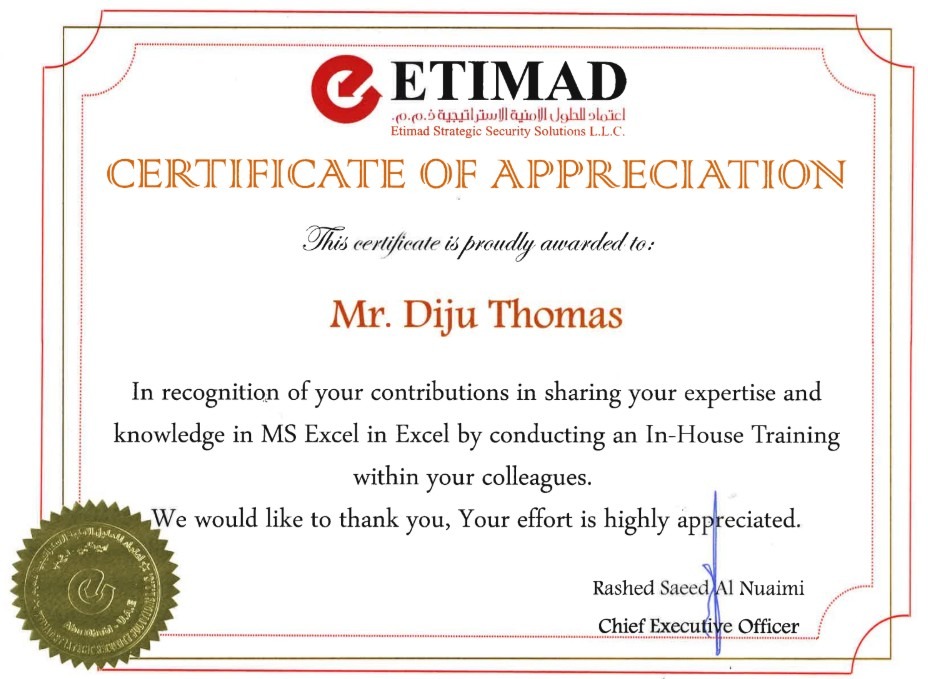 In-House MS Excel Training